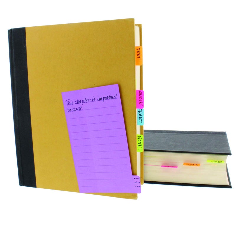 Redi-Tag Divider Sticky Notes, Tabbed Self-Stick Lined Notepads, Adhesive Notes for School, Home and Office, 120 Ruled Notes, 4" x 6", 2 Books Per Pack, Assorted Colors (B10290) - Image 3